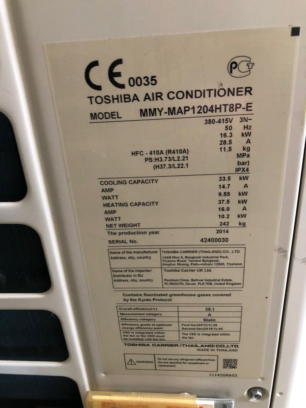 Klimaanlage TOSHIBA für Kühlung und Heizung