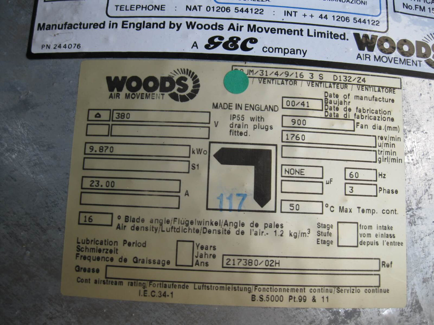 Lüfter Fabrikat WOODS Type 90JM