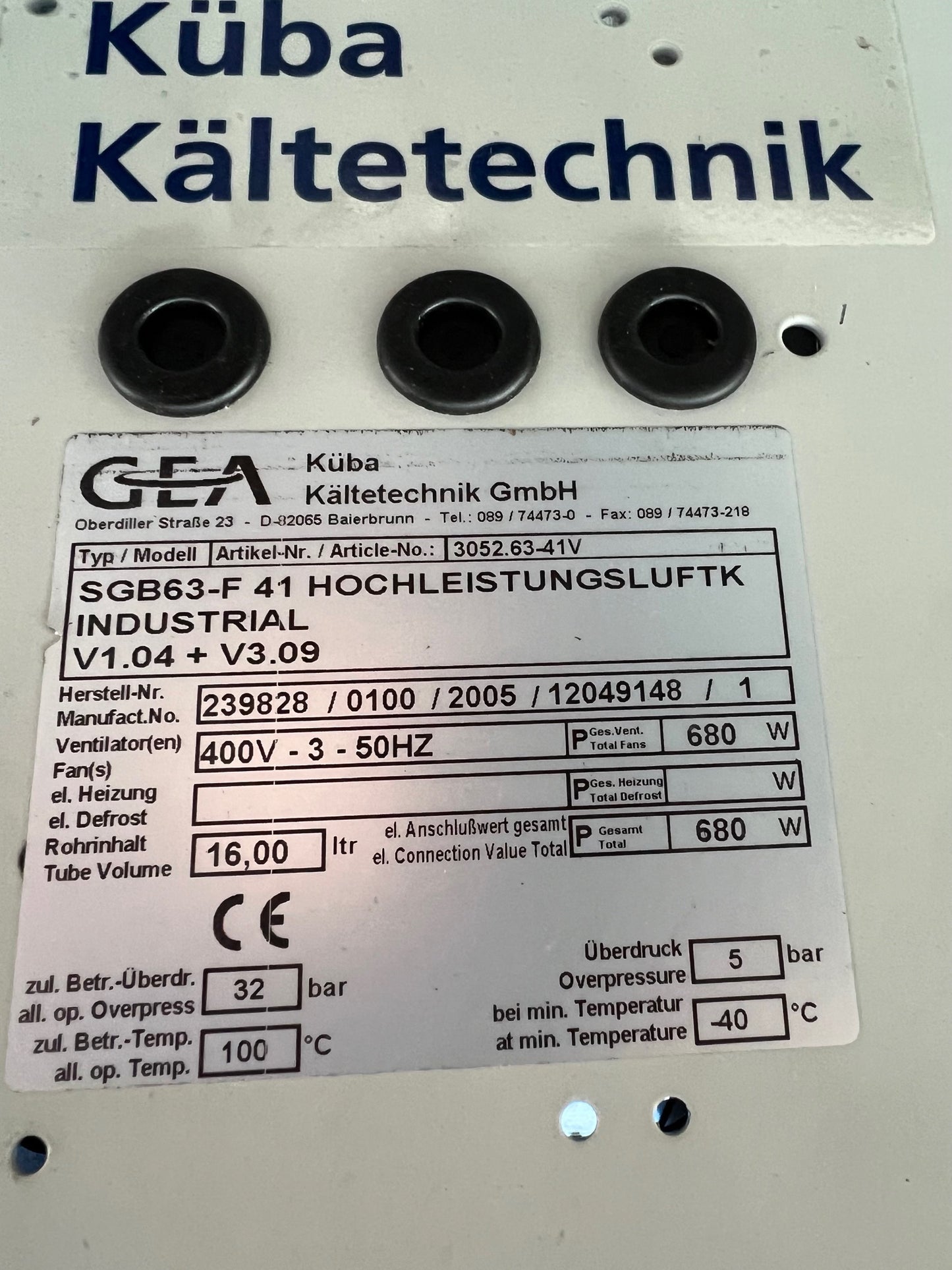 Verdampfer KÜBA SGB63-F 41