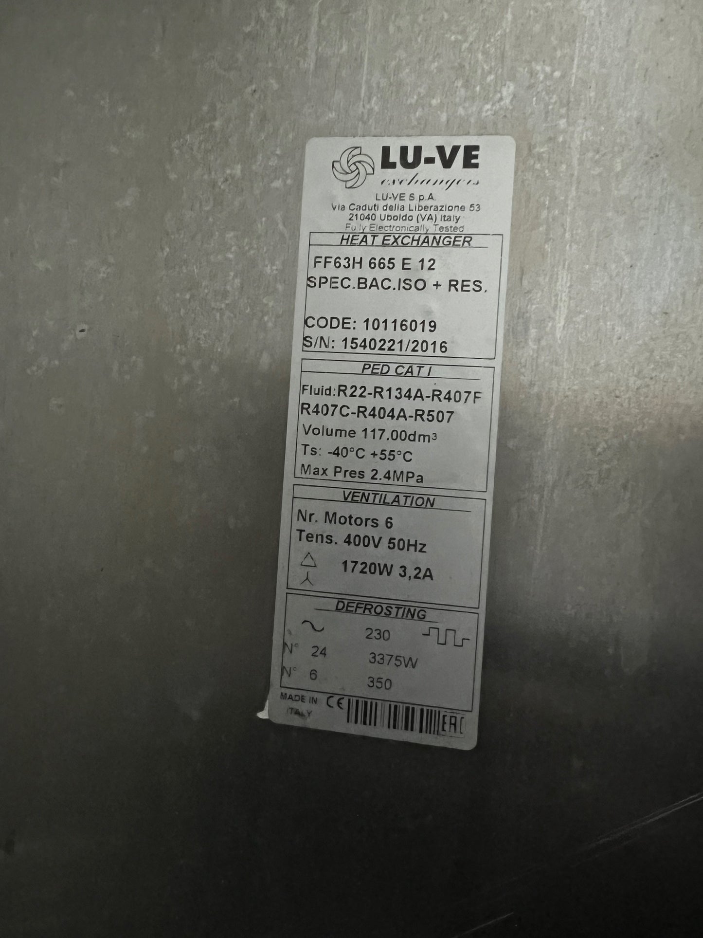 Schockfroster Verdampfer LU-VE