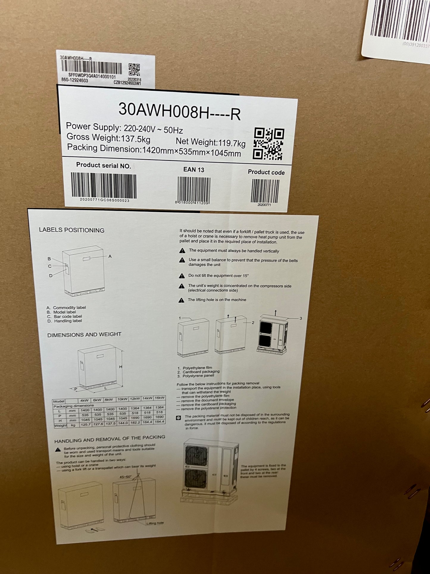 WÄRMEPUMPE Luft-Wasser-Wärmepumpe Carrier 8kW 30AWH008H Monoblock, NEU, R32.