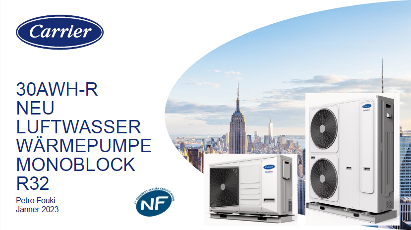 WÄRMEPUMPE Luft-Wasser-Wärmepumpe Carrier 8kW 30AWH008H Monoblock, NEU, R32.