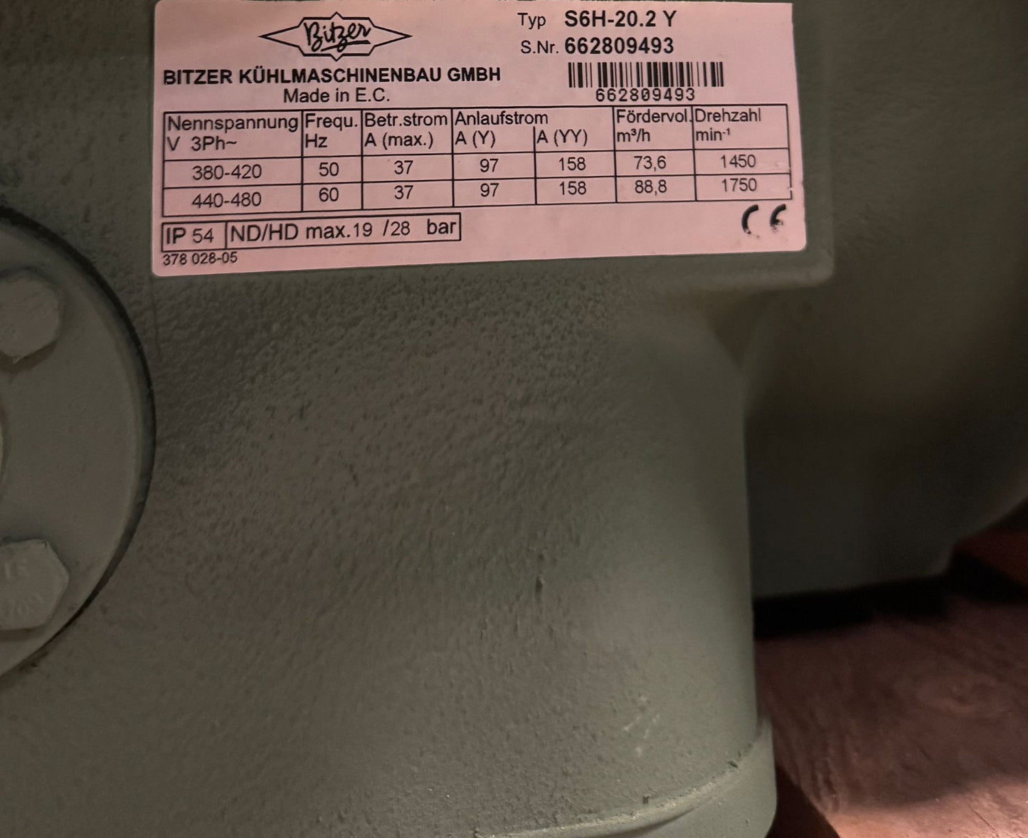 Bitzer Verdichter, Kompressor Zweistufig S6H-20.2Y