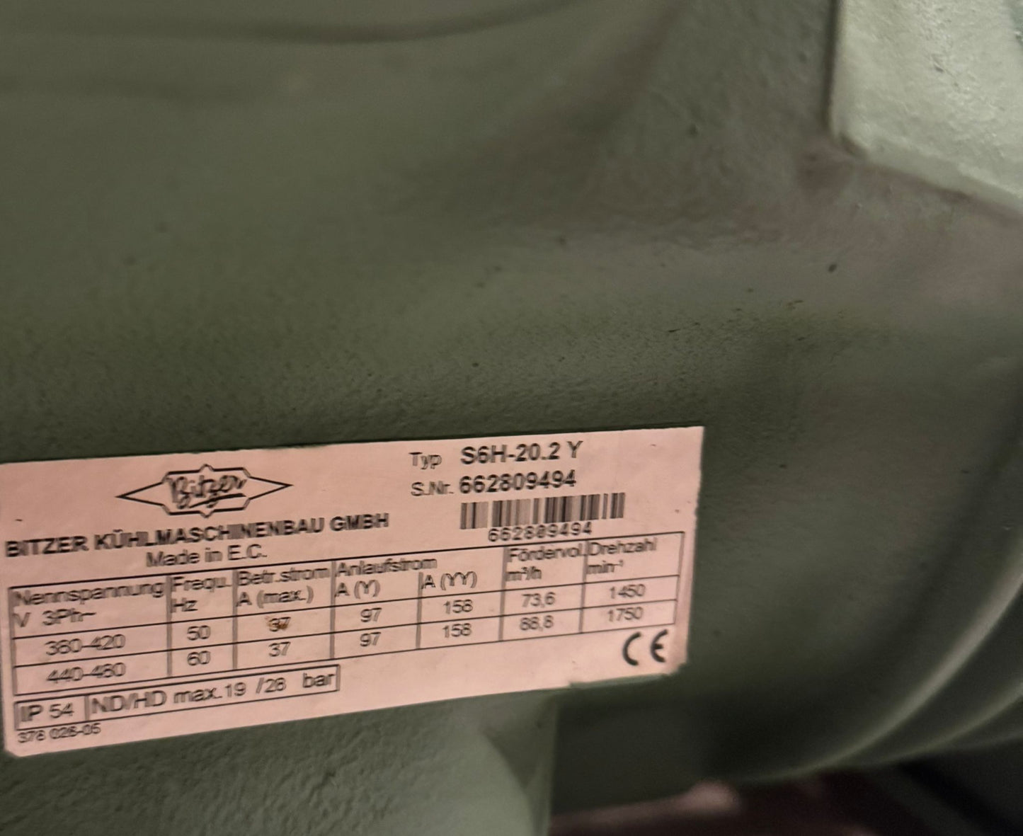 Bitzer Verdichter, Kompressor Zweistufig S6H-20.2Y